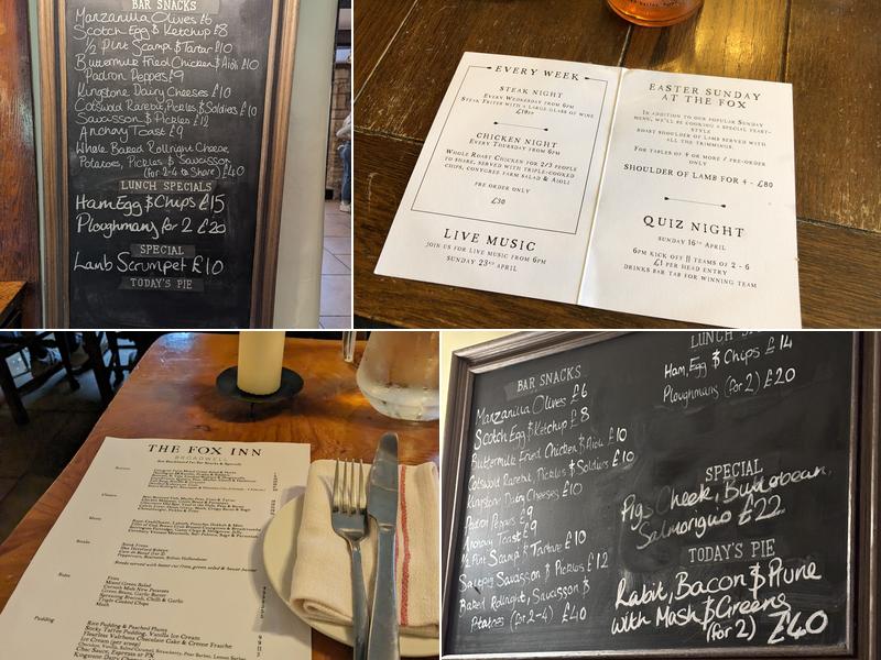 The Fox Inn Menu