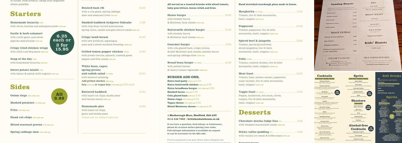 The British Oak Menu