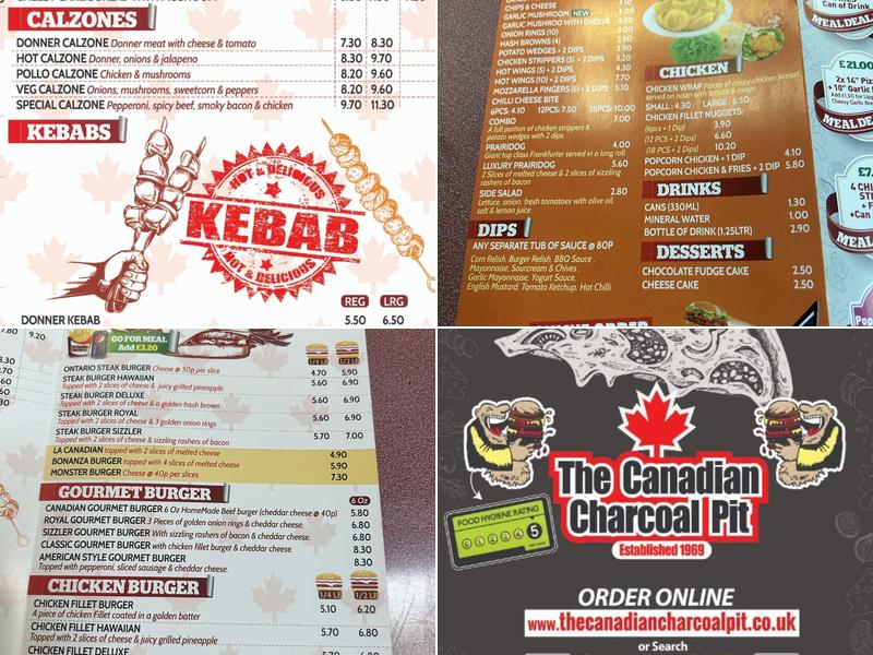 The Canadian Charcoal Pit Menu