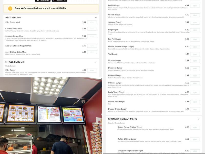 Crunchy Chicken Menu