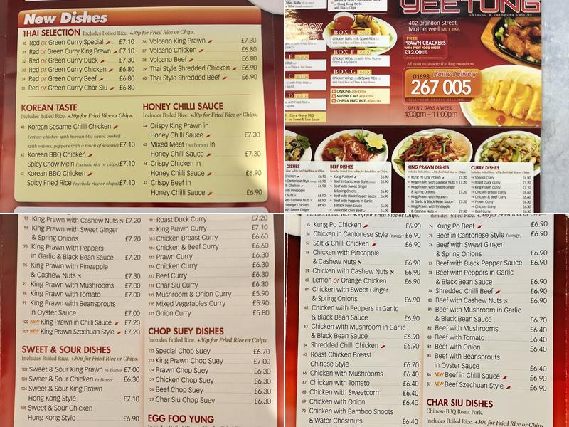 Yee Tung Menu