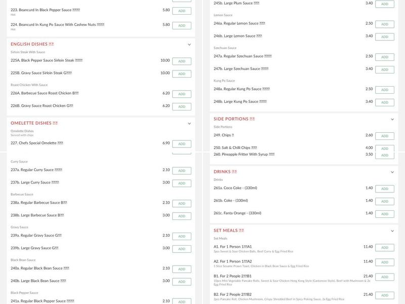 New Great Wall Chinese Takeaway Menu