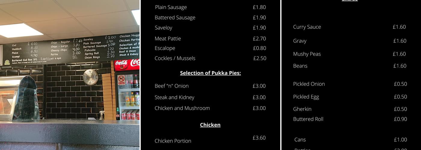 Walkers Fish & Chips Menu