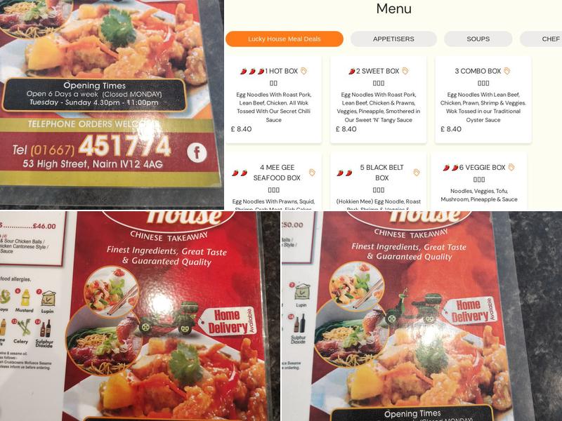 lucky house Chinese takeaway Menu