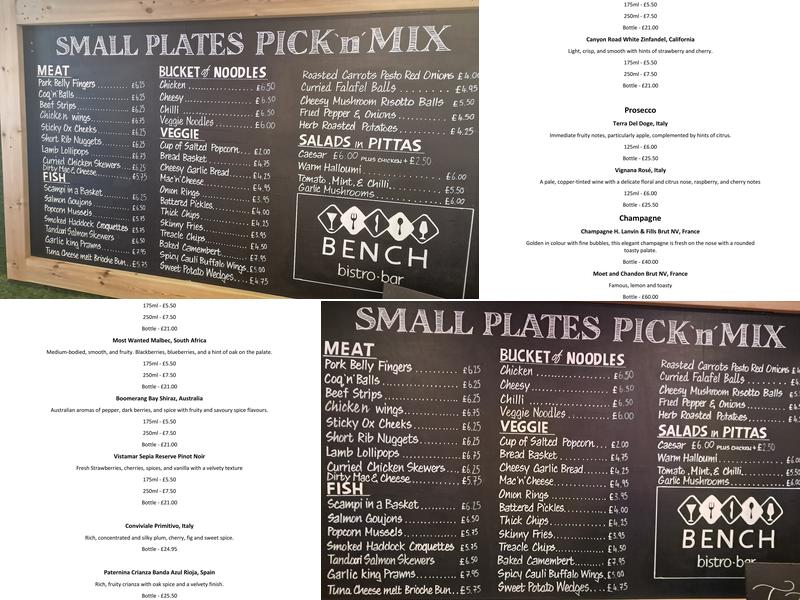 Bench Bistro Bar Menu