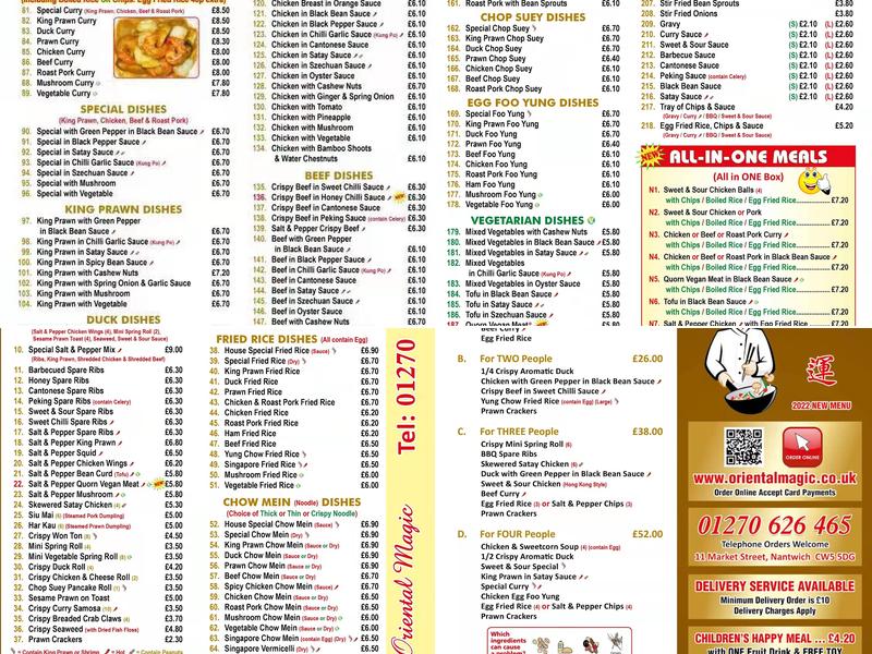 Oriental Magic Menu