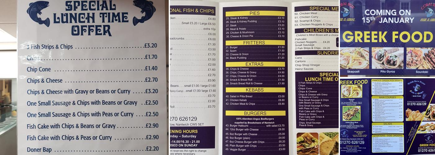 Welsh Row Fryer Menu