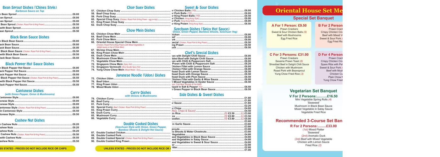 Oriental House Menu