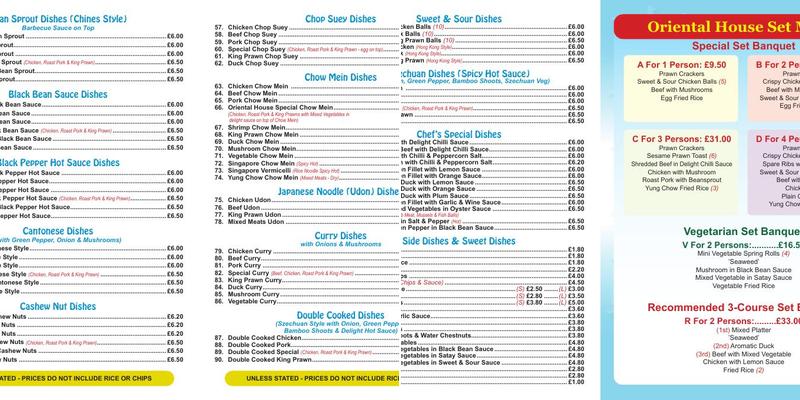 Oriental House Menu
