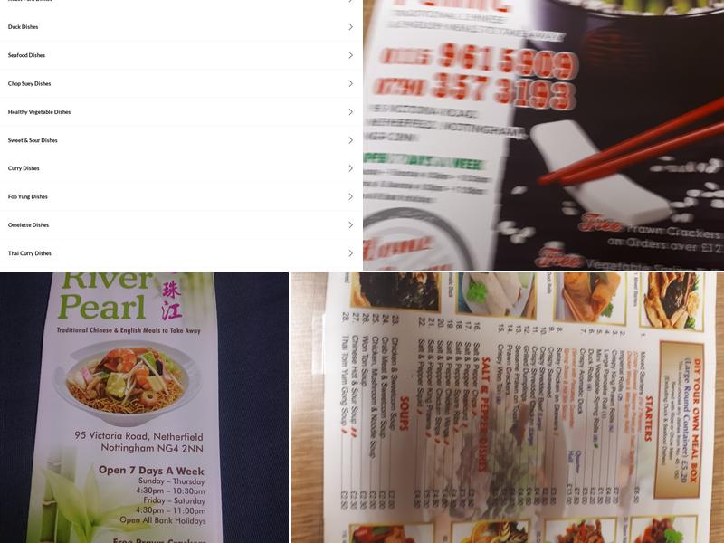 RIVER PEARL Chinese Takeaway Menu