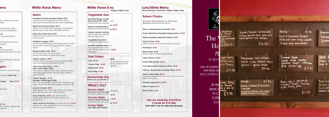 The White Horse Menu