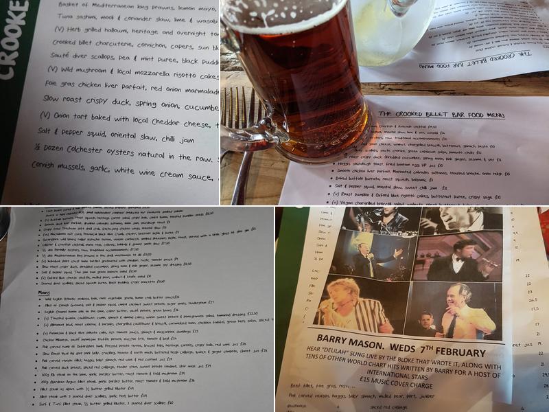 Crooked Billet Stoke Row Menu