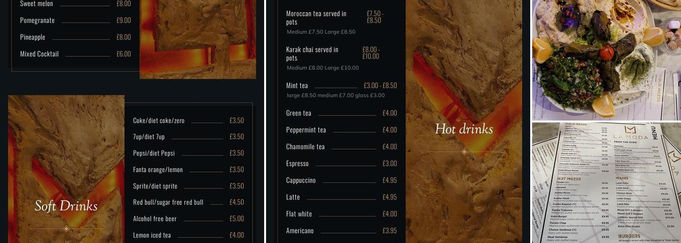 La Moda Restaurant Menu