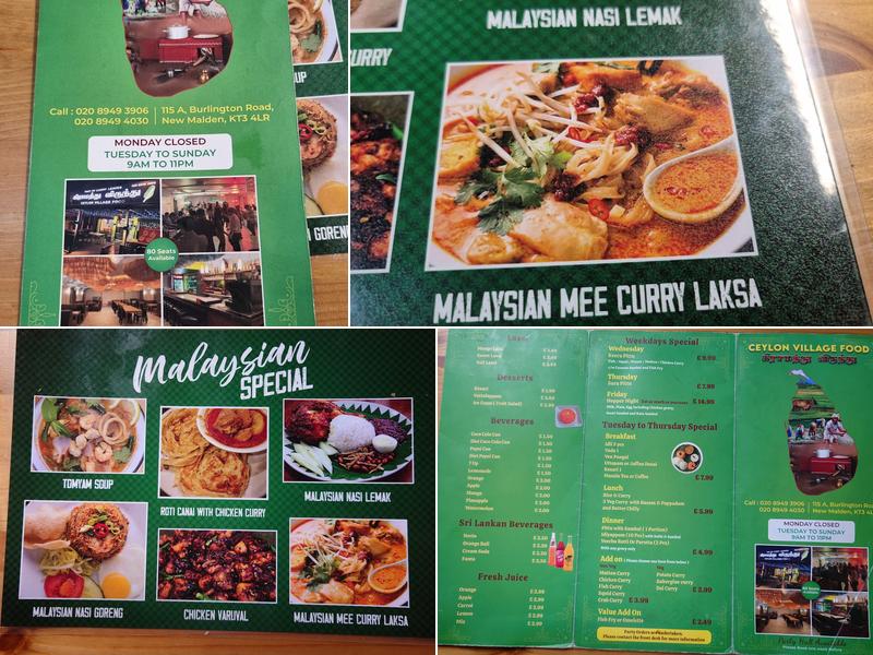 Ceylon Village Food Menu