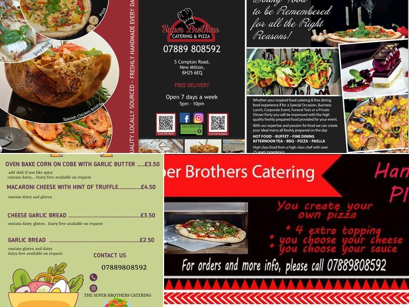 The Super Brothers Catering pizza and Events Menu