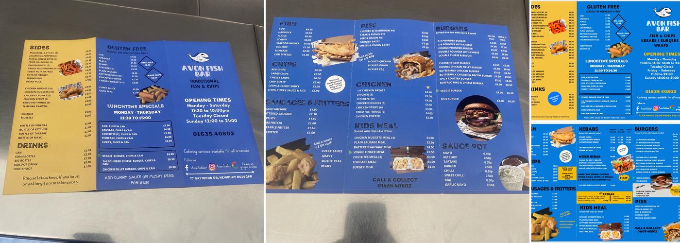 The Avon Fish Bar Menu
