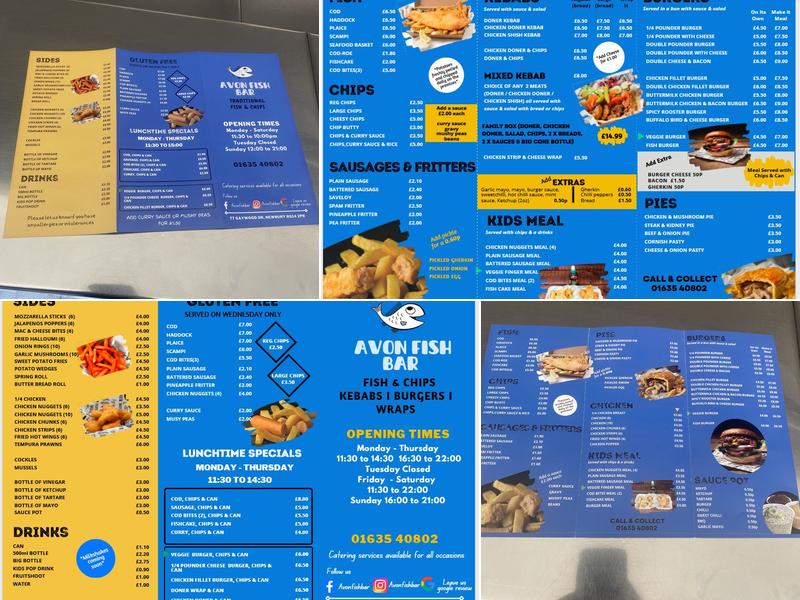 The Avon Fish Bar Menu