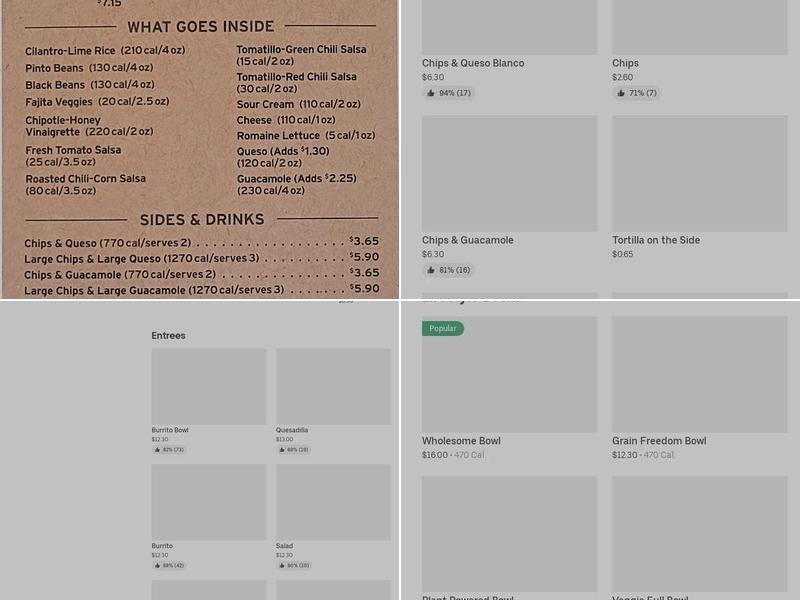 Chipotle Mexican Grill Menu