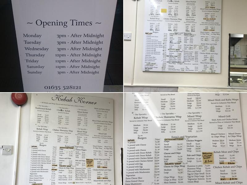 Kebab Corner Menu