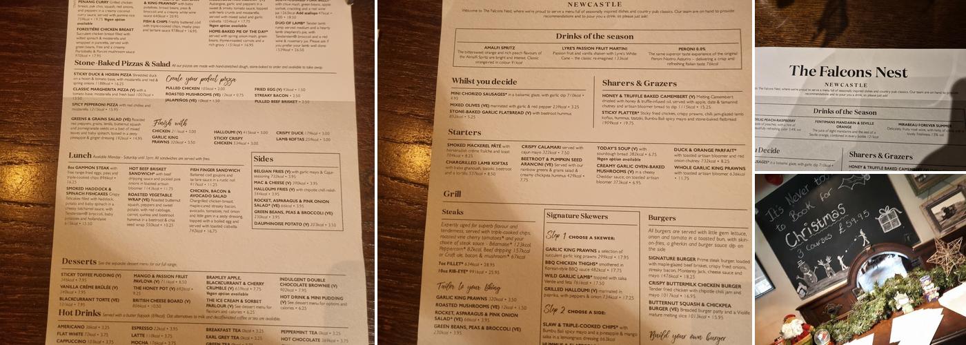 The Falcon's Nest Menu