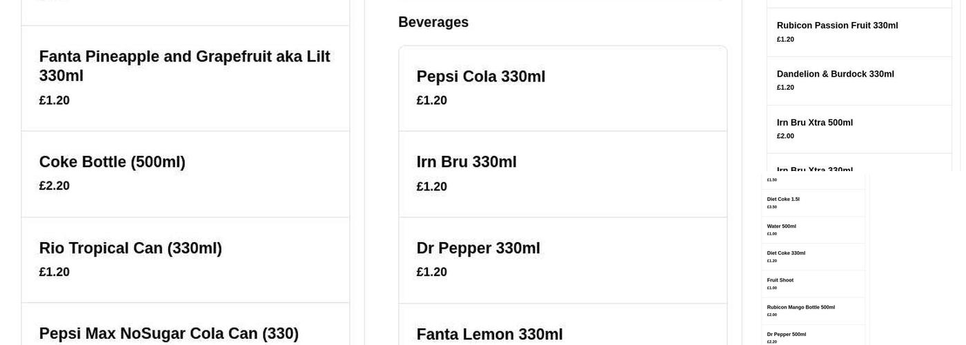 Oxley Fish & Kebab Menu