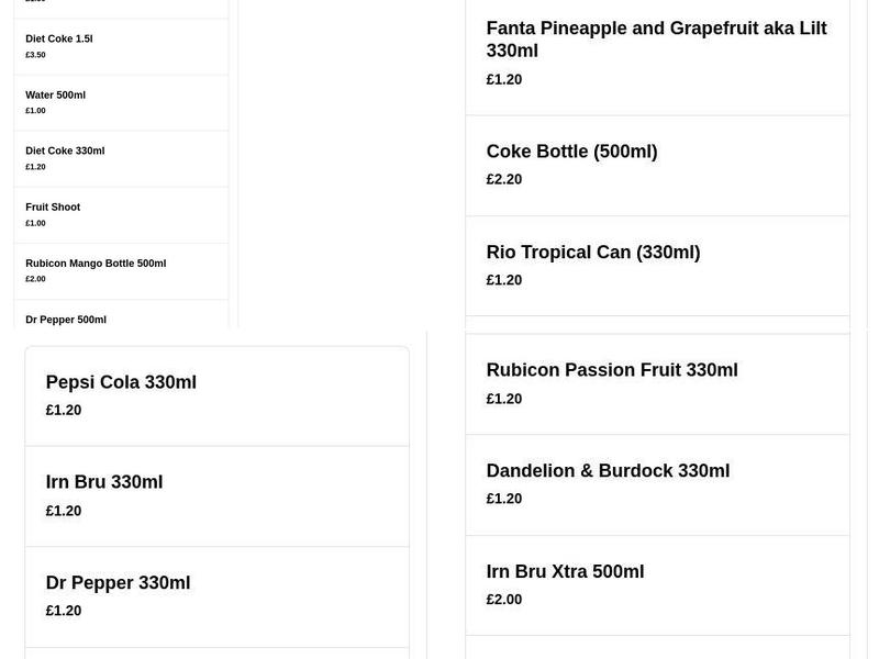 Oxley Fish & Kebab Menu