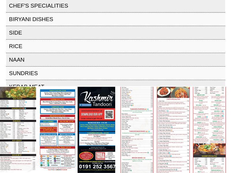 Kashmir Tandoori Menu