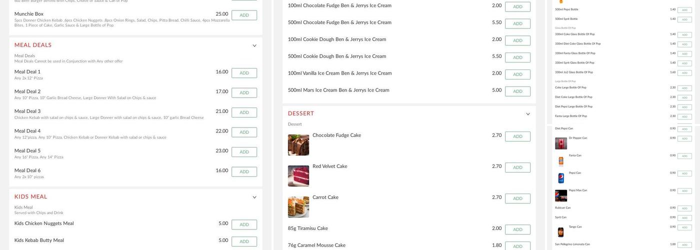 Mister America Pizza Menu