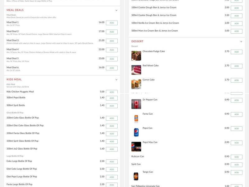 Mister America Pizza Menu