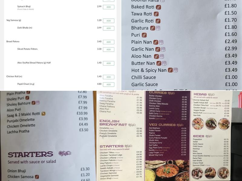 Poppy's Takeaway & Punjabi Breakfast Menu
