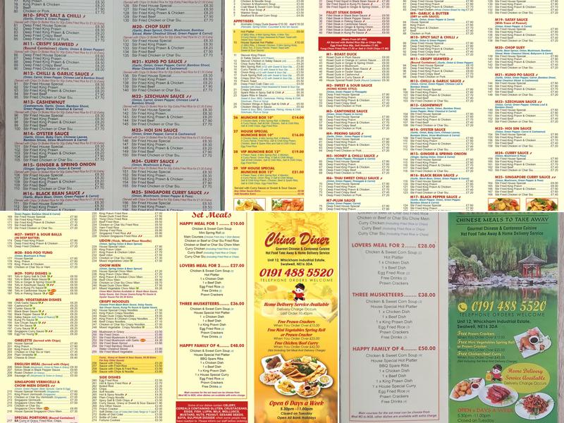 China Diner Menu