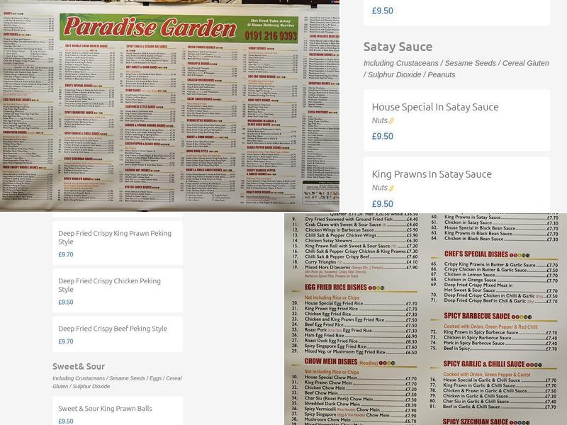 Paradise Garden Menu
