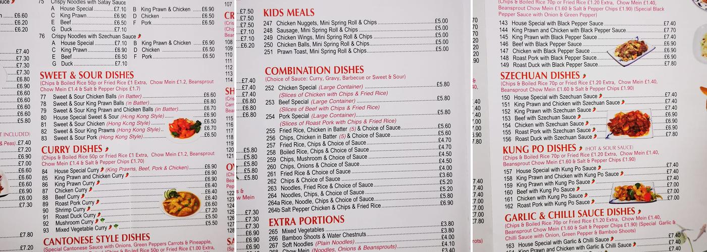 Lotus Express Menu
