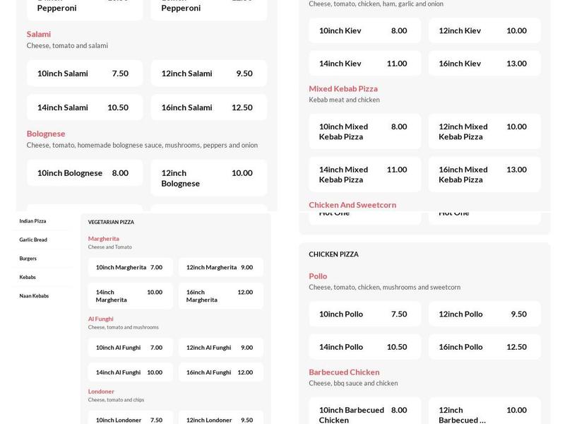 The Pizza Masters NE15 Menu