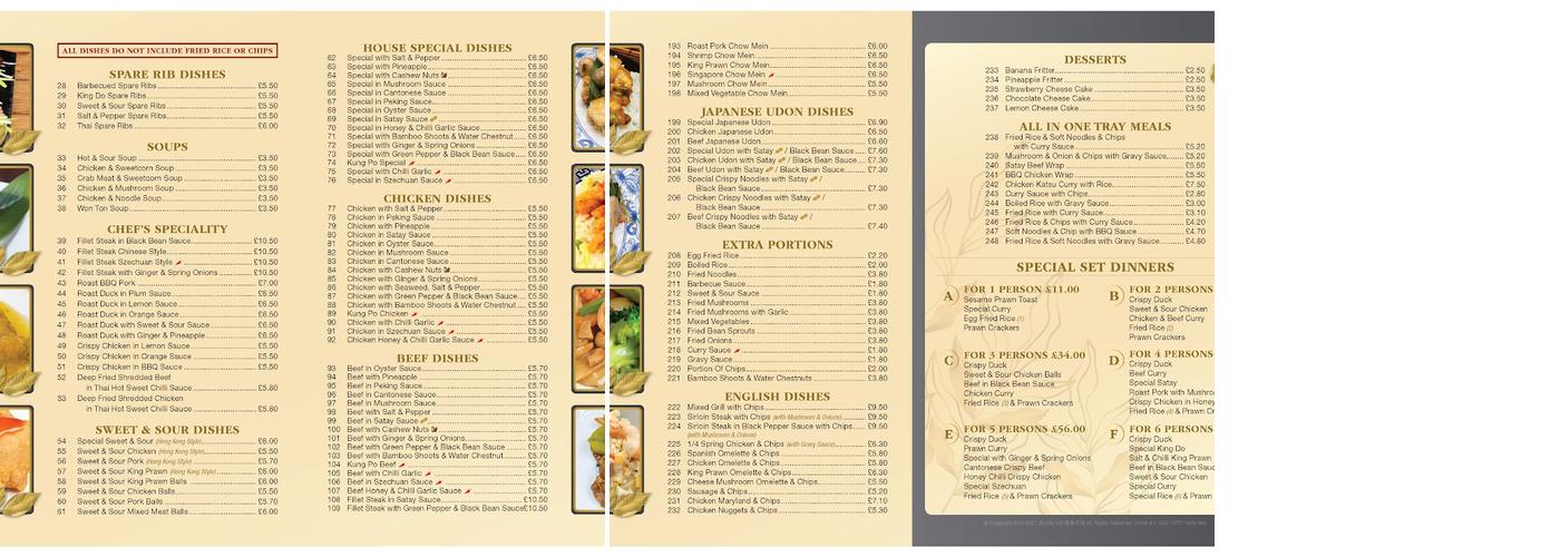 Golden Leaf Menu