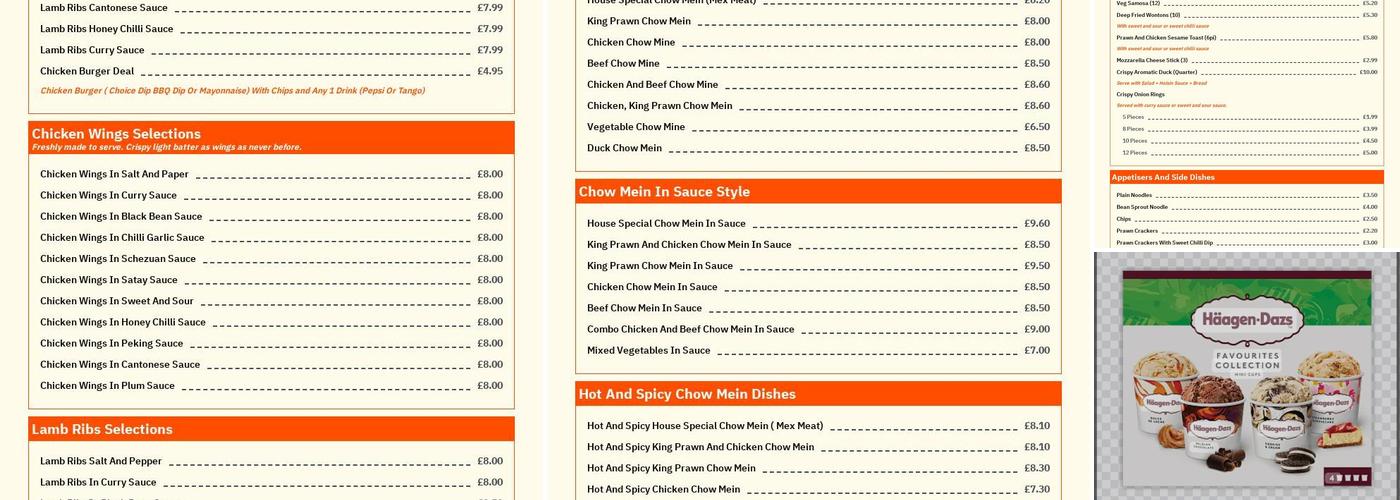 Chin Chin Chinese Takeaway Menu