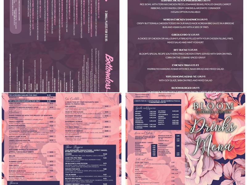 Bloom Newcastle Menu