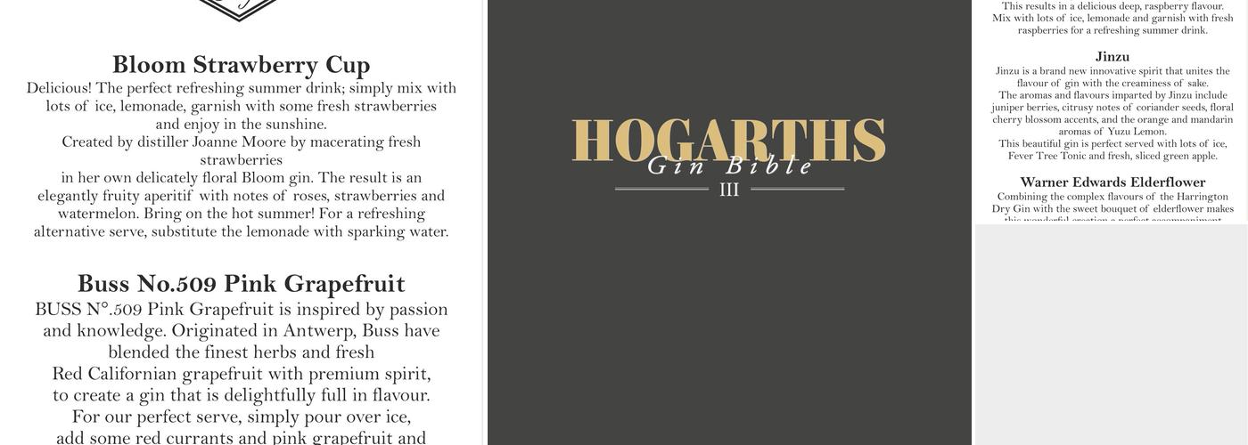 Hogarths Gin Palace Menu