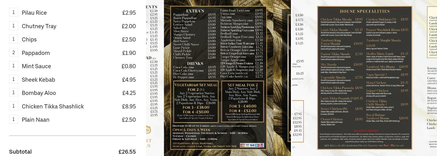 Royal Bahaar Menu