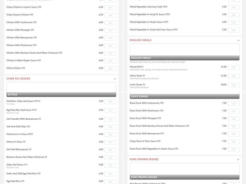 The Wishing Tree Chinese Takeaway Menu
