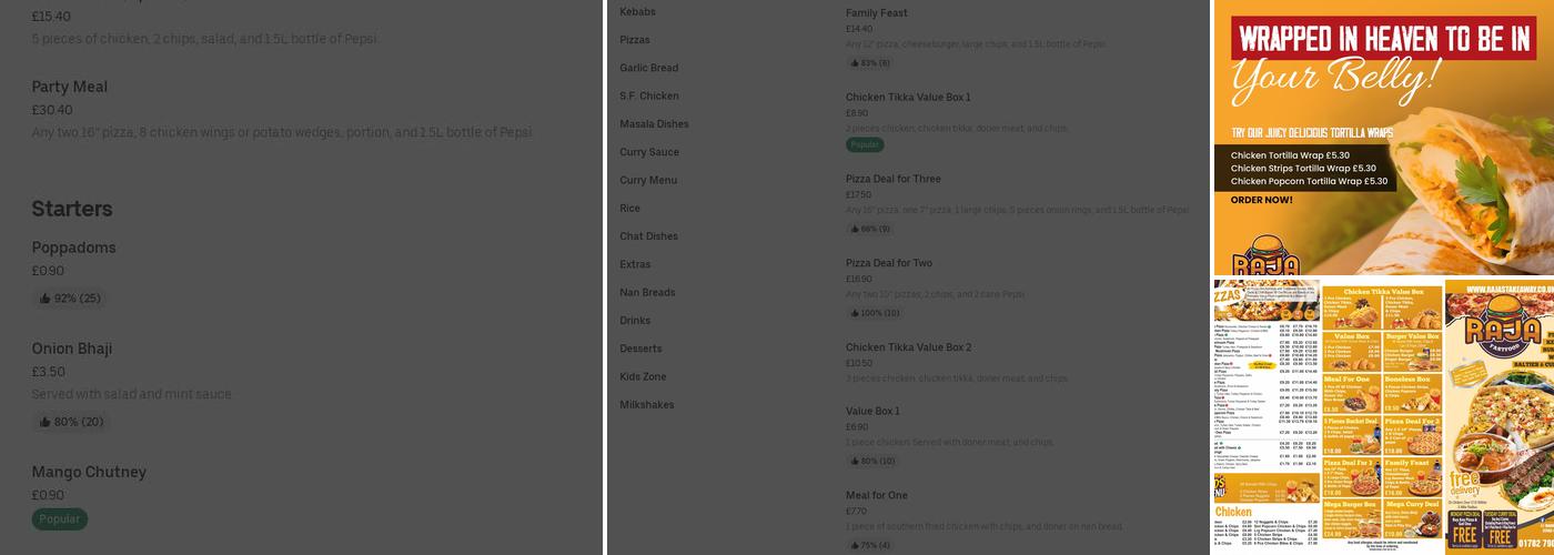 Raja Fastfood Ltd Menu