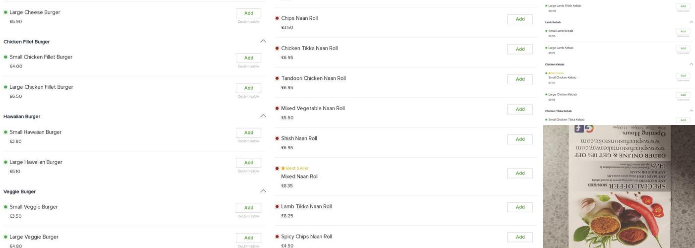 Spice Fusion Menu