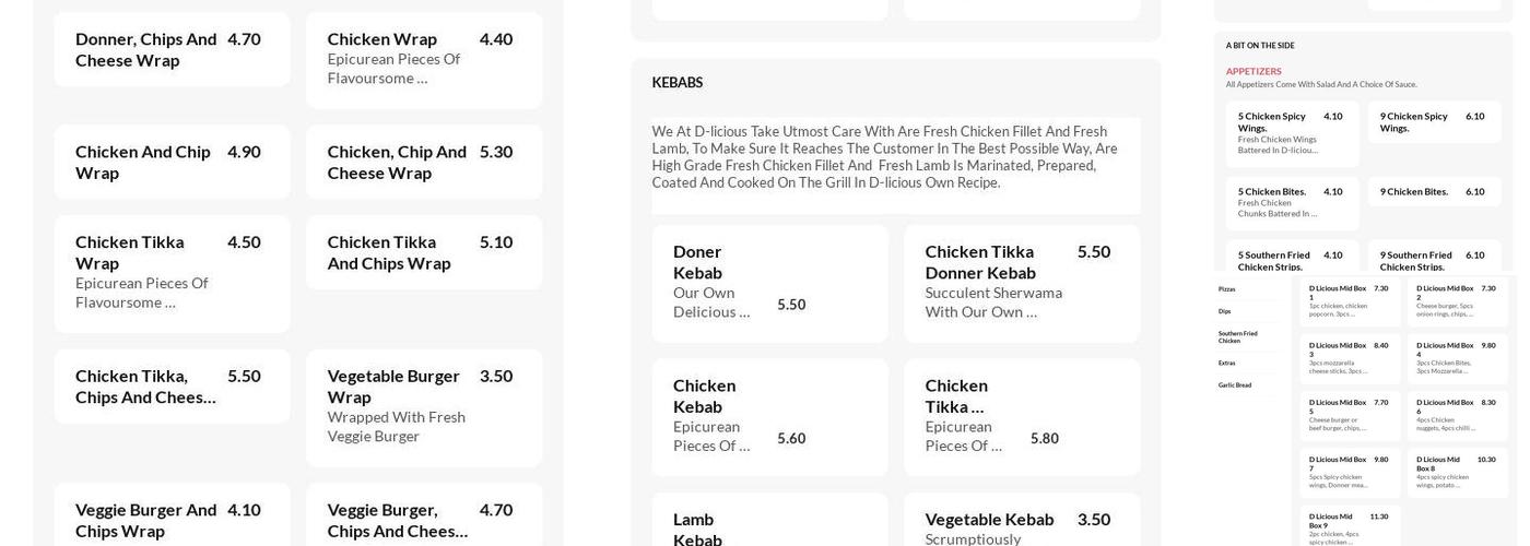 Delicious Kebab Menu