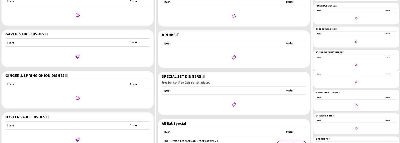 China Chef Chinese Stoke-on-Trent Menu