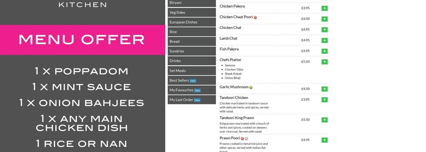 The Bombay Kitchen Menu