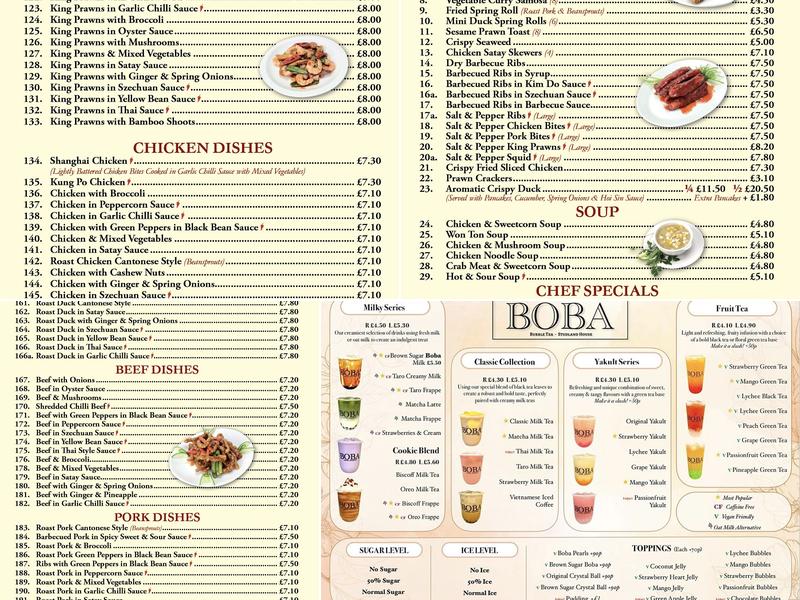 Studland House x BOBA Menu