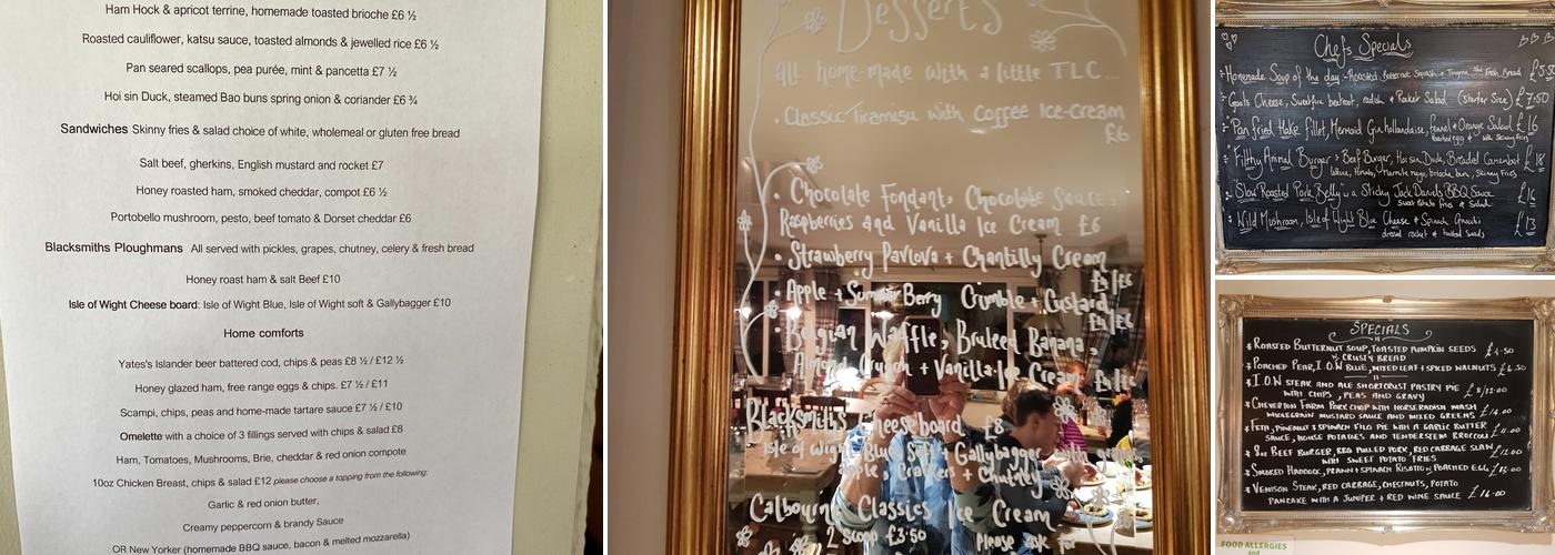 The Blacksmiths Menu