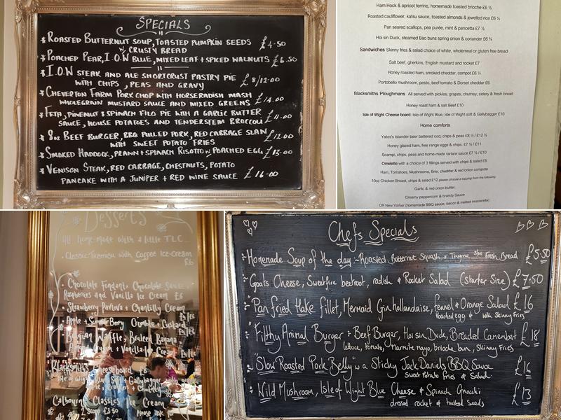 The Blacksmiths Menu