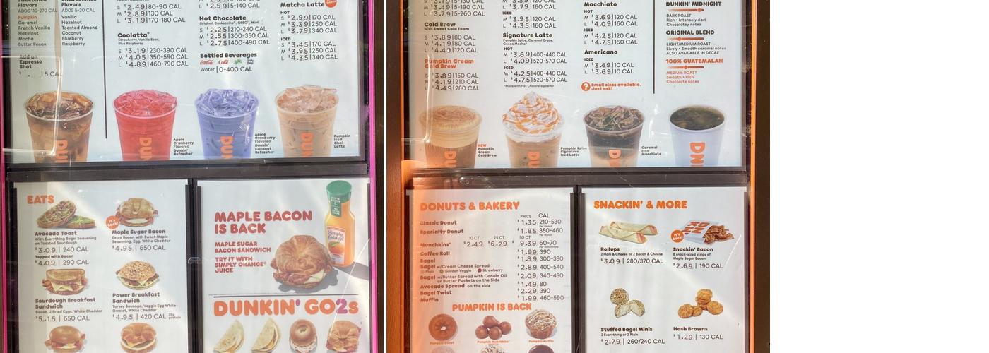 Dunkin' Menu