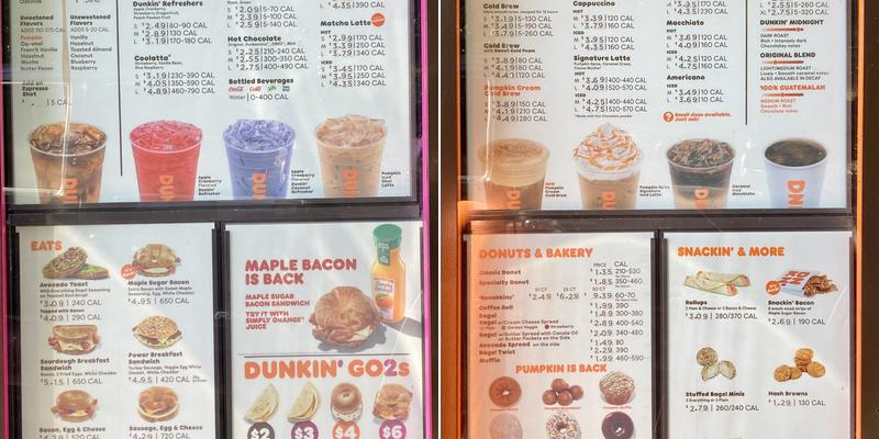 Dunkin' Menu